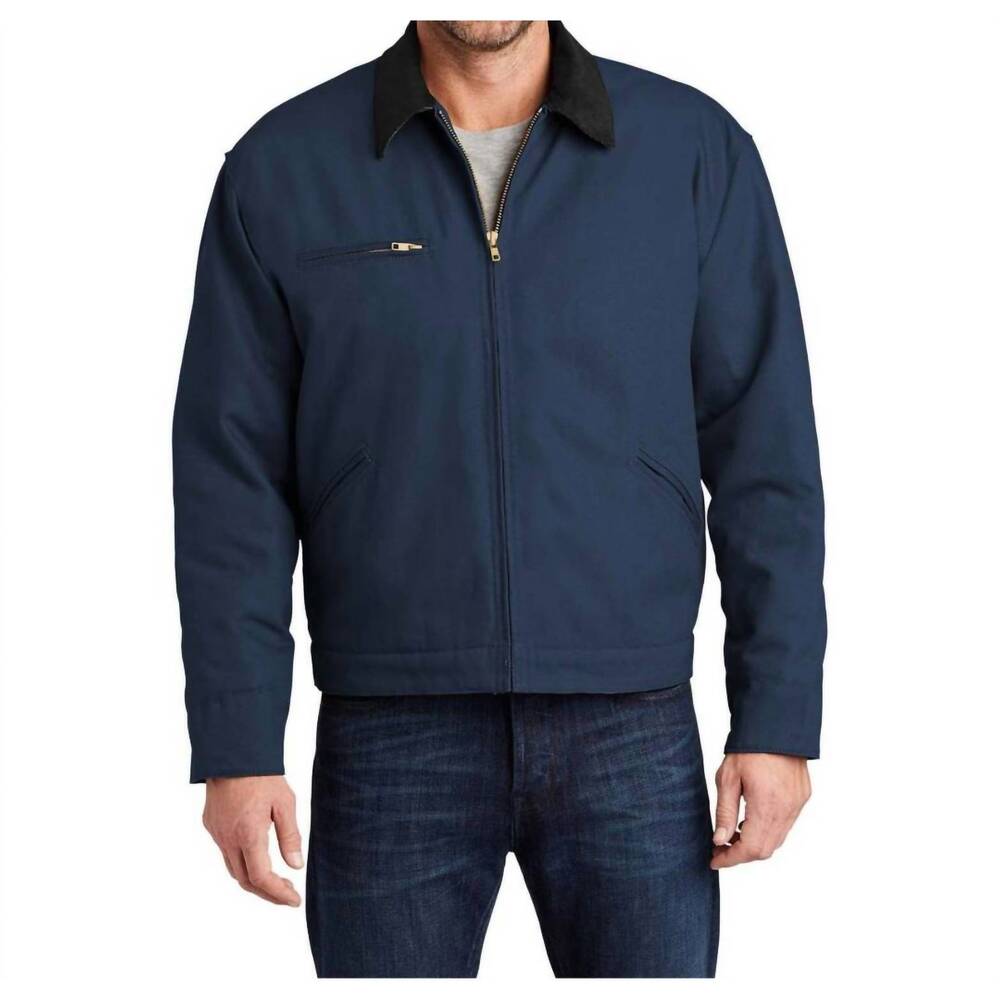 NEW CORNERSTONE tall duck cloth work jacket in navy/black